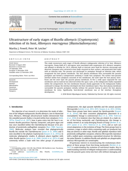Ultrastructure of Early Stages of Rozella Allomycis (Cryptomycota) Infection of Its Host, Allomyces Macrogynus (Blastocladiomycota)