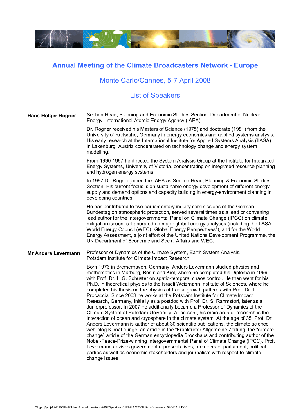 Annual Meeting of the Climate Broadcasters Network - Europe