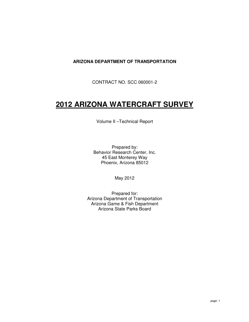 2012 Arizona Watercraft Survey