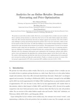 Analytics for an Online Retailer: Demand Forecasting and Price Optimization