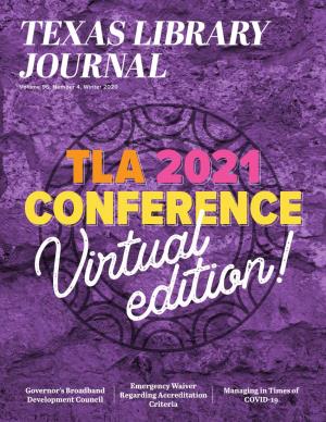 Texas Library Journal WINTER 2020 CONTENTS