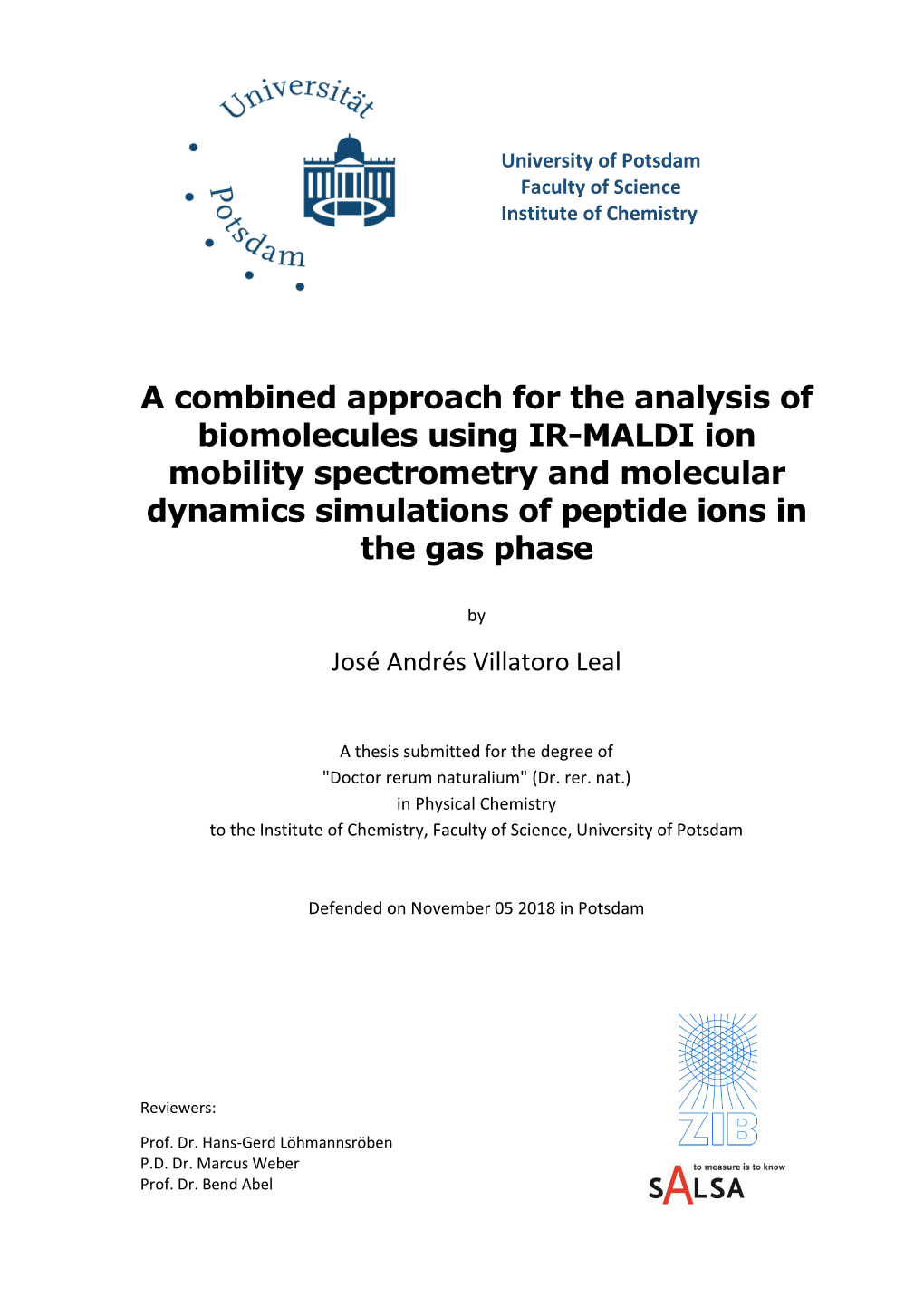 A Combined Approach for the Analysis of Biomolecules Using IR-MALDI Ion Mobility Spectrometry and Molecular Dynamics Simulations of Peptide Ions in the Gas Phase