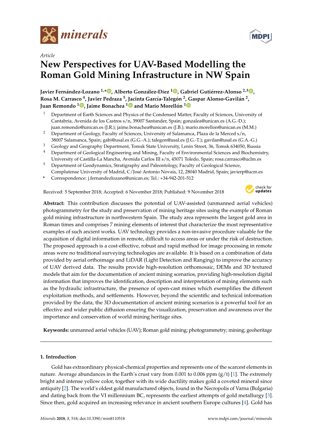 New Perspectives for UAV-Based Modelling the Roman Gold Mining Infrastructure in NW Spain