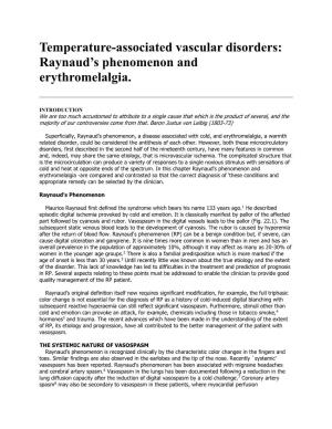Raynaud's Phenomenon and Erythromelalgia