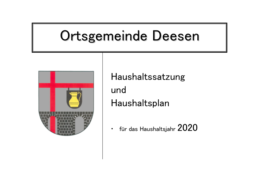 Haushaltssatzung Und Haushaltsplan Deesen 2020