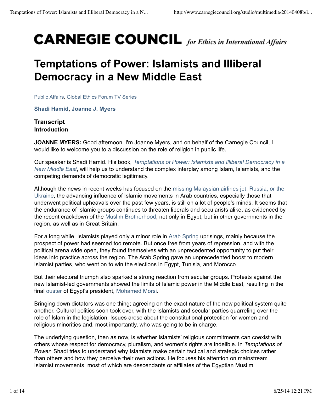 Islamists and Illiberal Democracy in a New Middle East