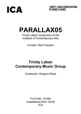 PARALLAX05 Trinity Laban Composers at the Institute of Contemporary Arts