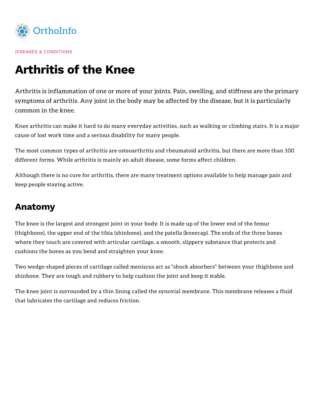 Arthritis of the Knee