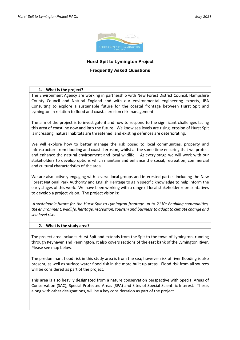 Hurst Spit to Lymington Project Frequently Asked Questions