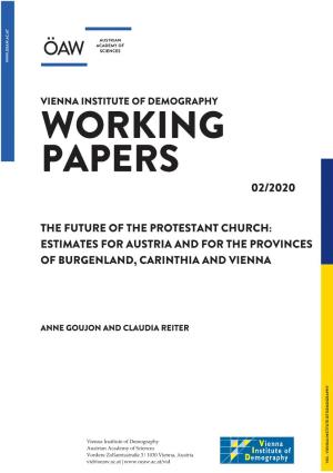 The Future of the Protestant Church: Estimates for Austria and for the Provinces of Burgenland, Carinthia and Vienna