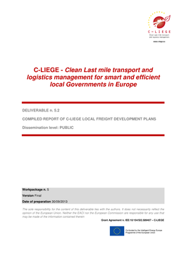 Compiled Report of C-Liege Local Freight Development Plans