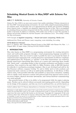Scheduling Musical Events in Max/MSP with Scheme for Max