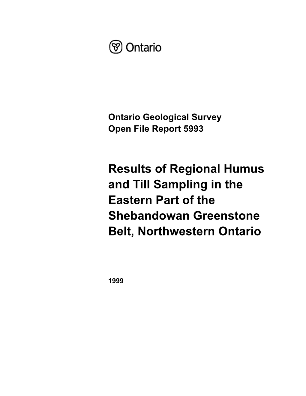 Humus and Till Sampling Survey, Shebandowan Greenstone Belt