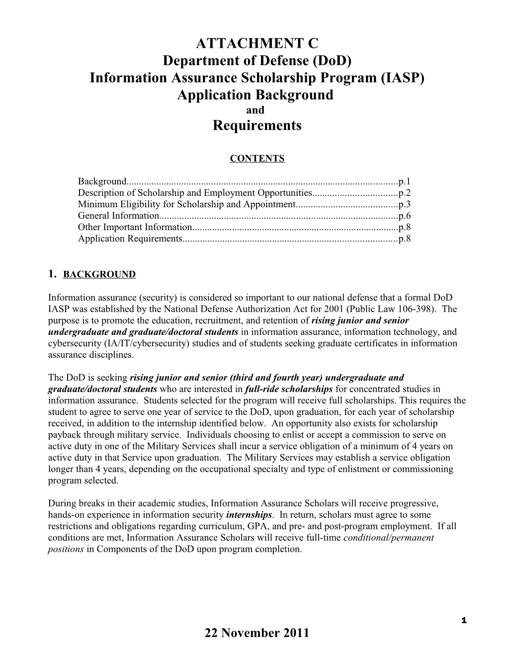 Attachment D to AY2005-2006 Solicitation