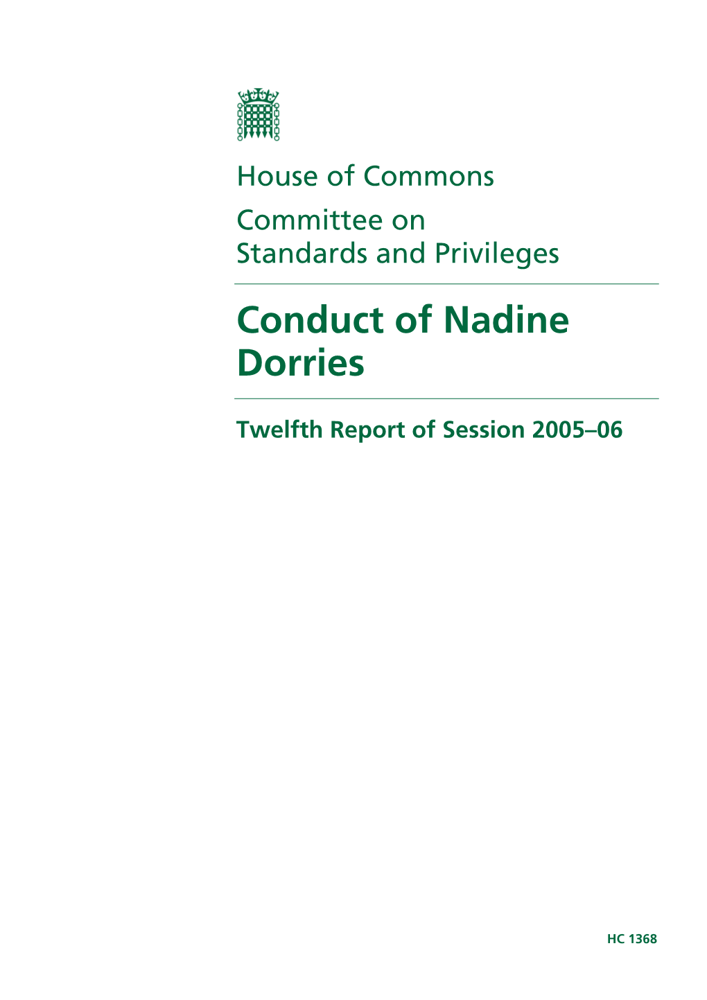 Conduct of Nadine Dorries