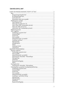 Kart Og Publikasjoner Utgitt I 2007
