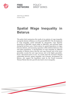 Spatial Wage Inequality in Belarus