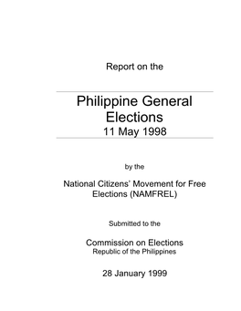 Philippine General Elections 11 May 1998
