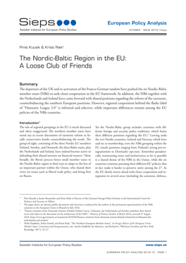 The Nordic-Baltic Region in the EU: a Loose Club of Friends
