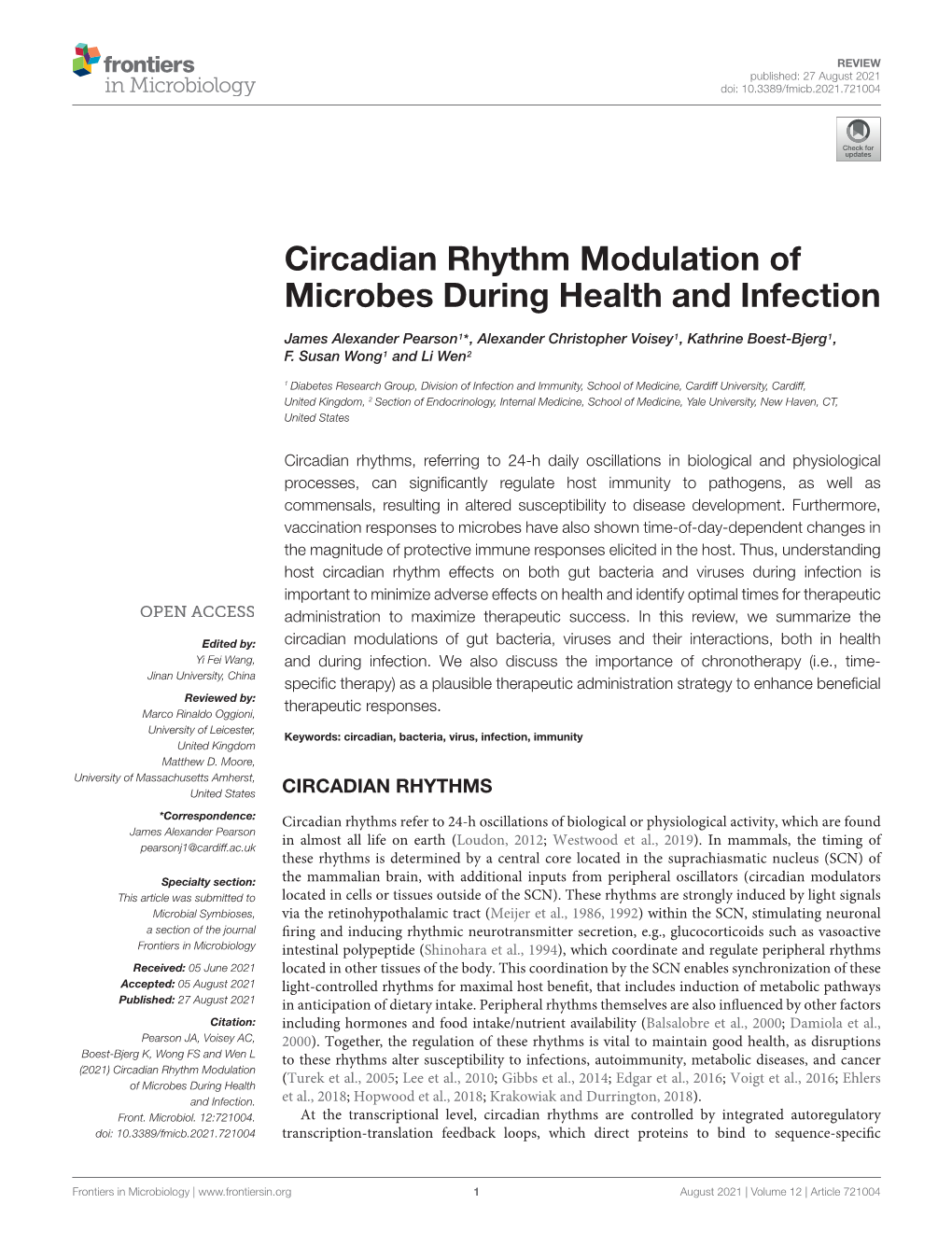 Circadian Rhythm Modulation of Microbes During Health and Infection