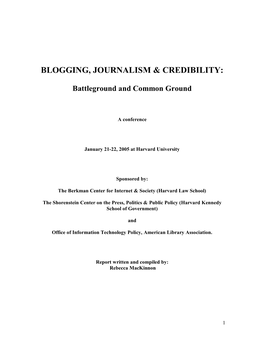 Blogging, Journalism & Credibility