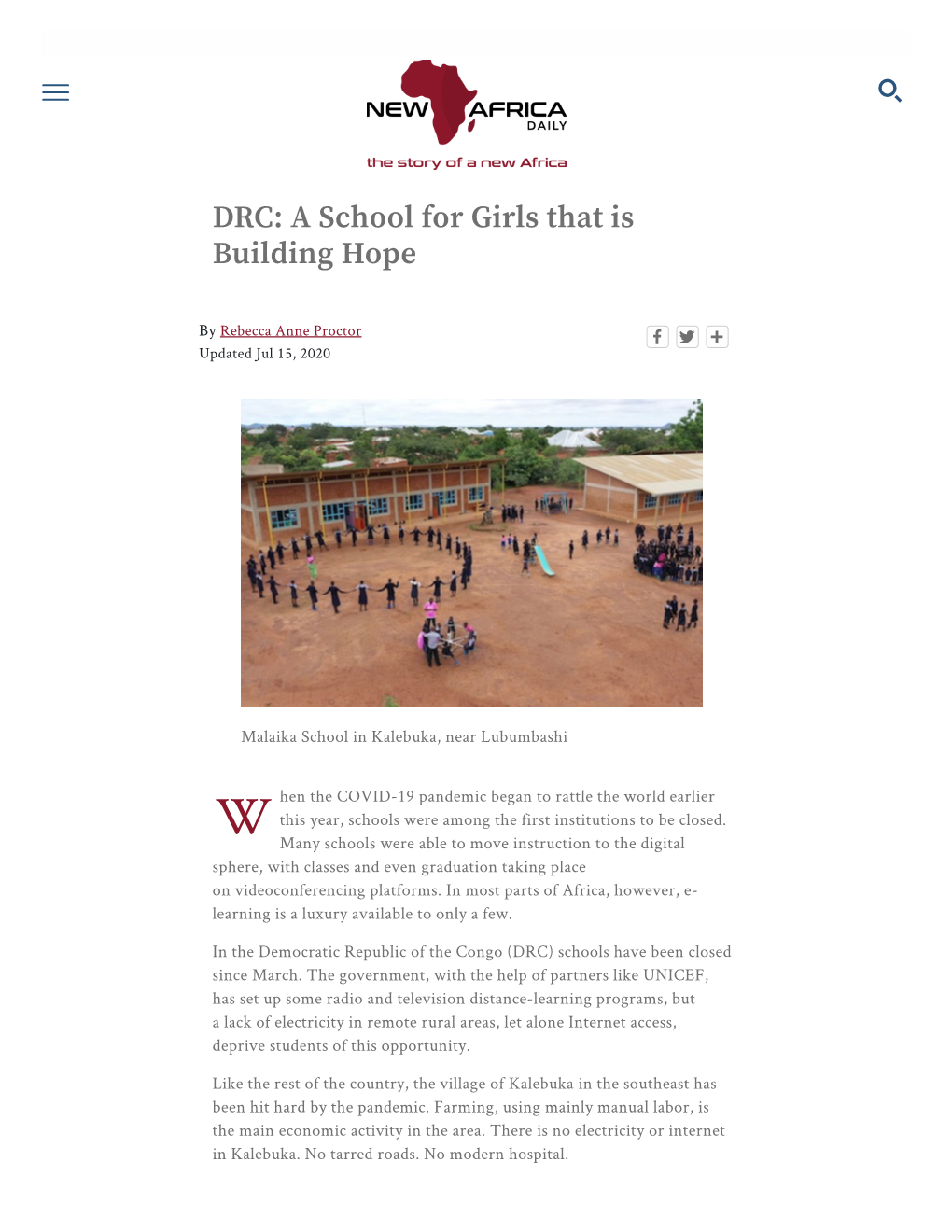 DRC: a School for Girls That Is Building Hope