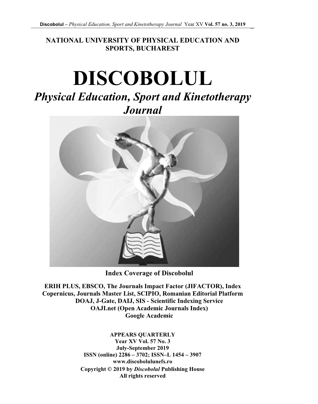 DISCOBOLUL Physical Education, Sport and Kinetotherapy Journal