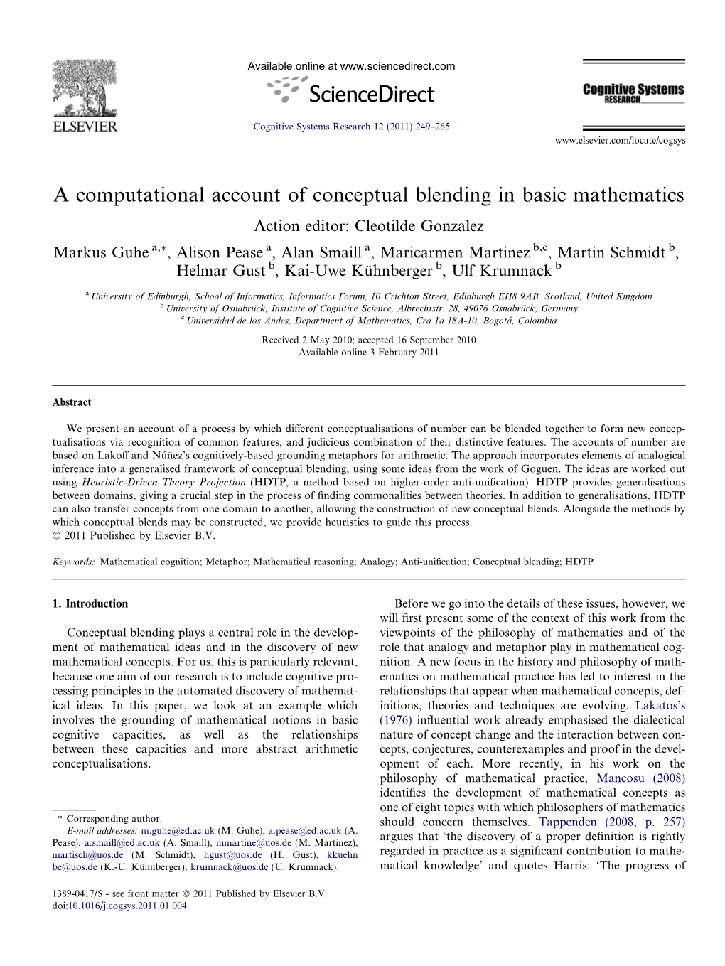 A Computational Account of Conceptual Blending in Basic