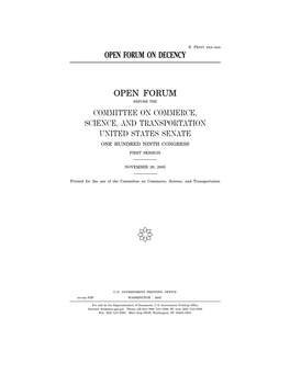 Open Forum on Decency Open Forum