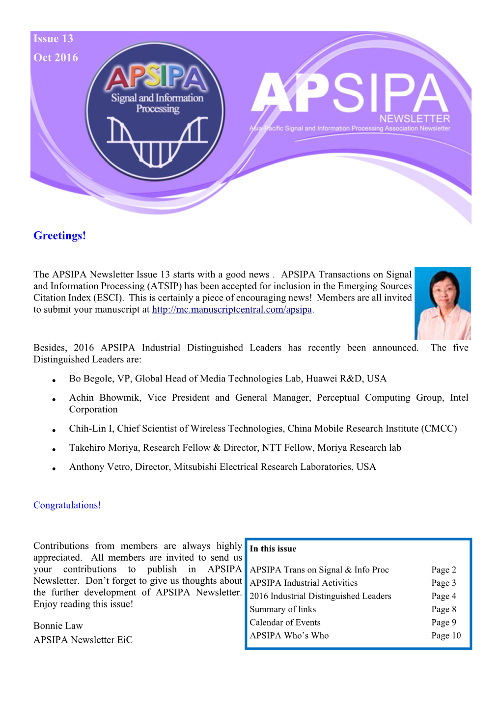 APSIPA Newsletter 2016 Sept2016-1.Pub