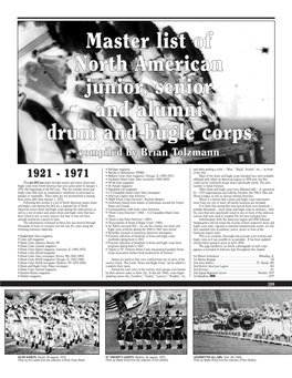 Master List of North American Junior, Senior and Alumni Drum and Bugle Corps Compiled by Brian Tolzmann
