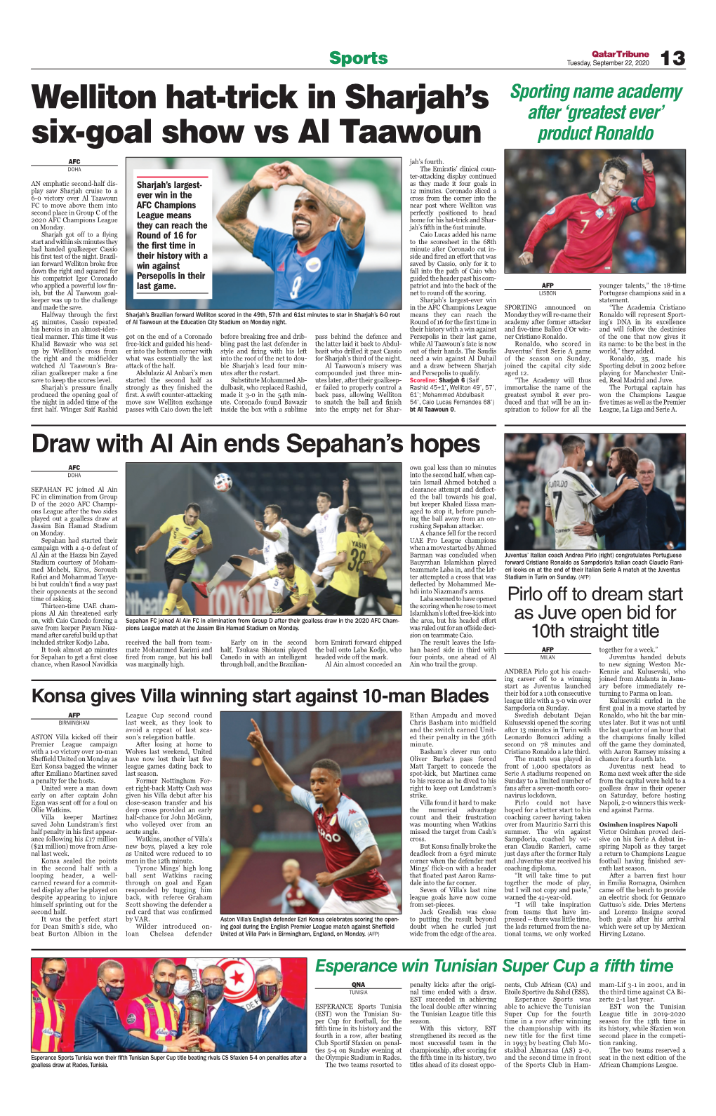 Welliton Hat-Trick in Sharjah's Six-Goal Show Vs Al Taawoun