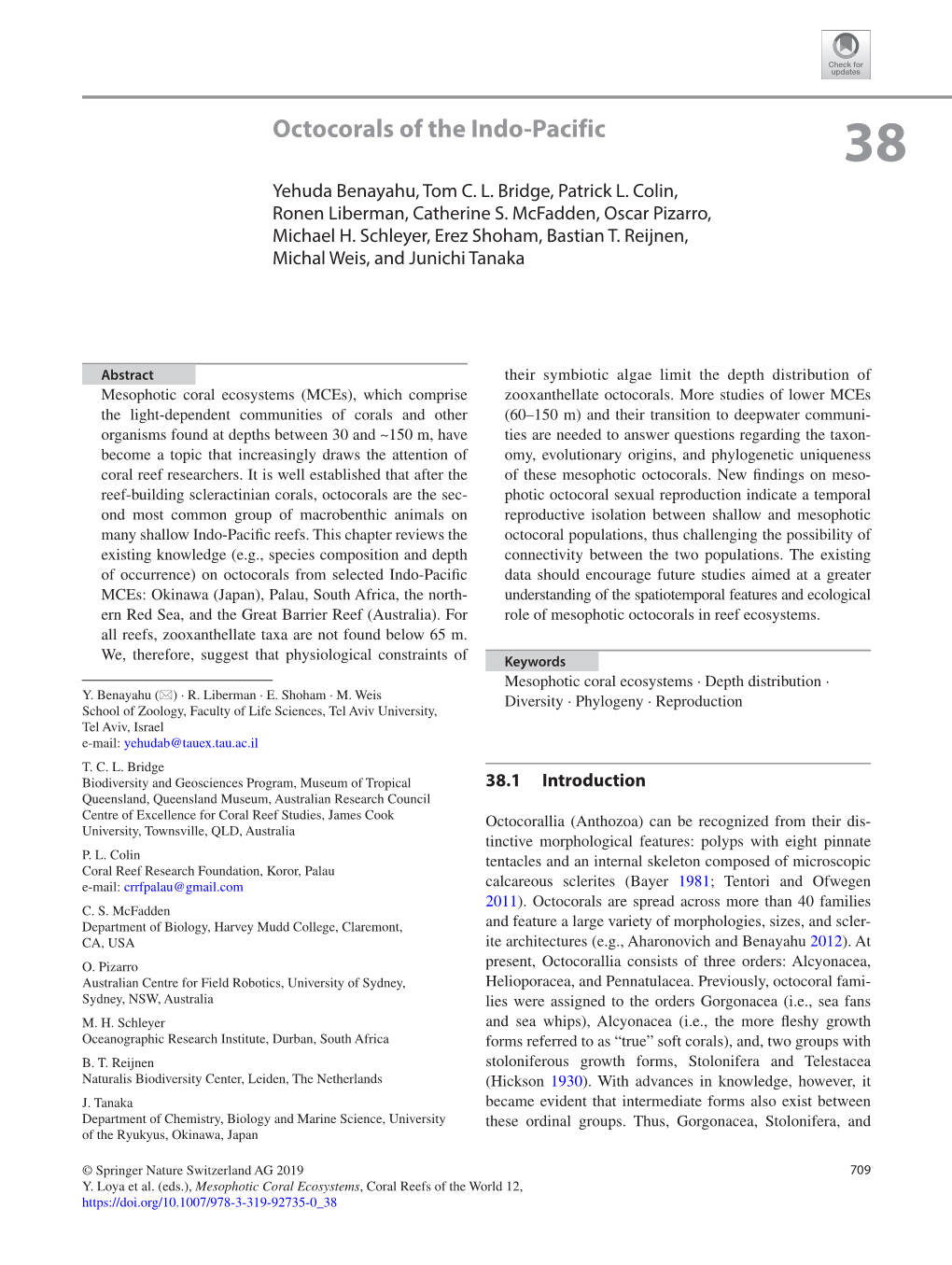 Octocorals of the Indo-Pacific 38 Yehuda Benayahu, Tom C