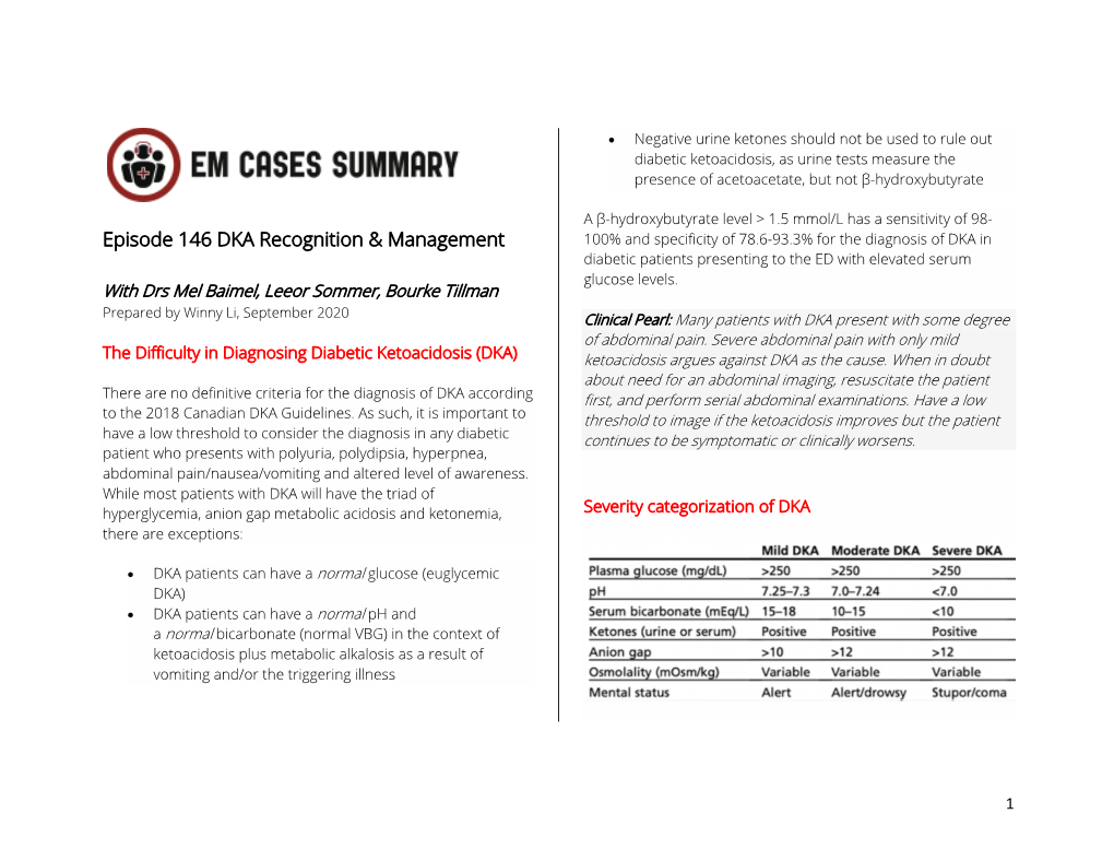 Episode 146 DKA Recognition & ED Management