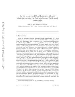 On the Prospects of Near Earth Asteroid Orbit Triangulation Using