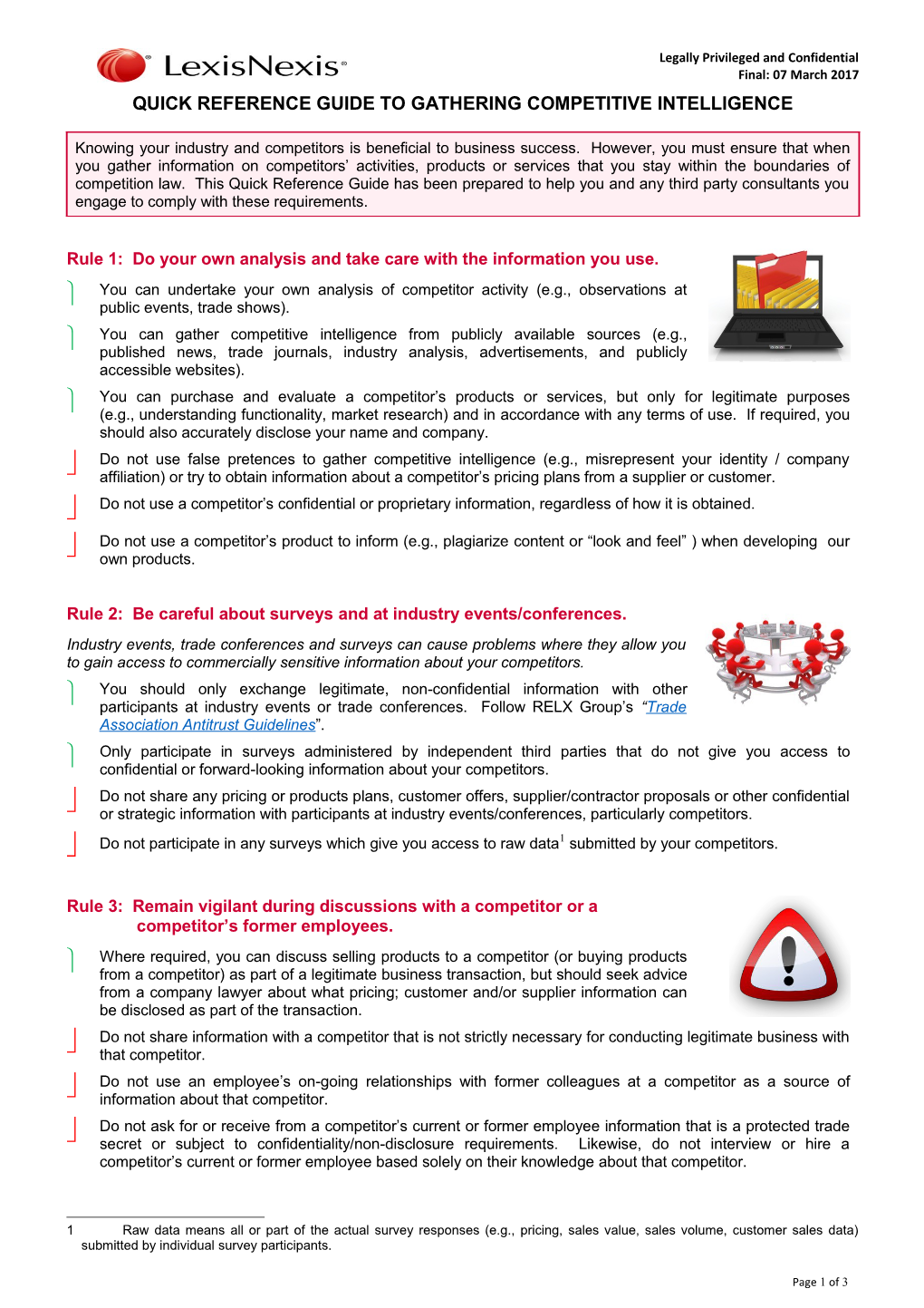 Quick Reference Guide to Gathering Competitive Intelligence