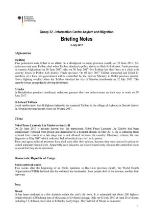 Briefing Notes 3 July 2017