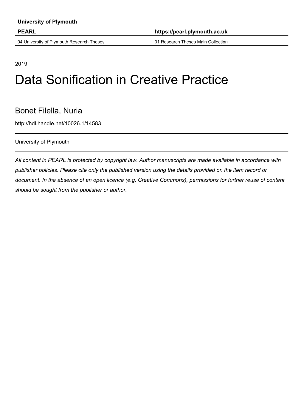 Data Sonification in Creative Practice