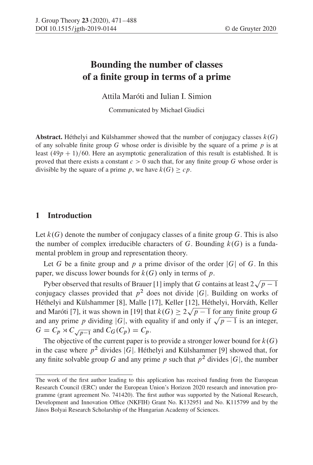 Bounding the Number of Classes of a Finite Group in Terms of a Prime