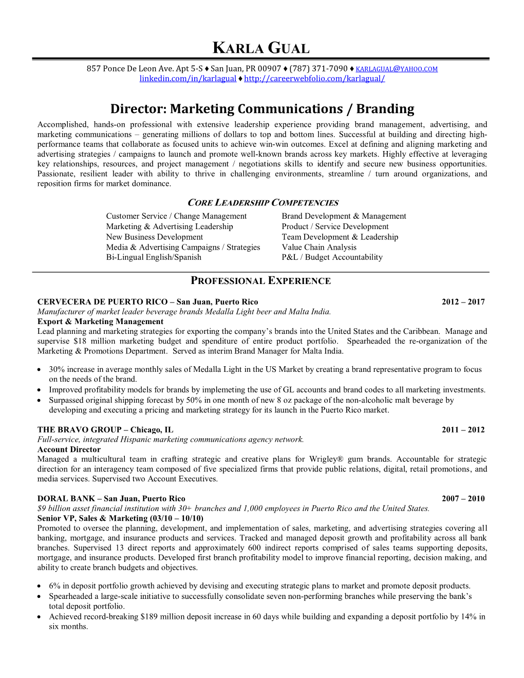KARLA GUAL Director: Marketing Communications / Branding