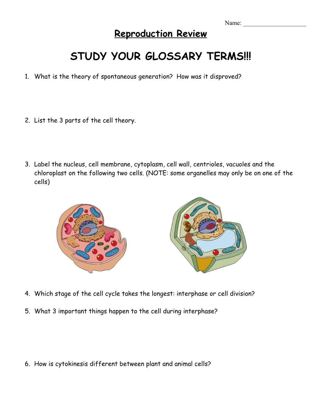 Reproduction:Part 1 Exam Review