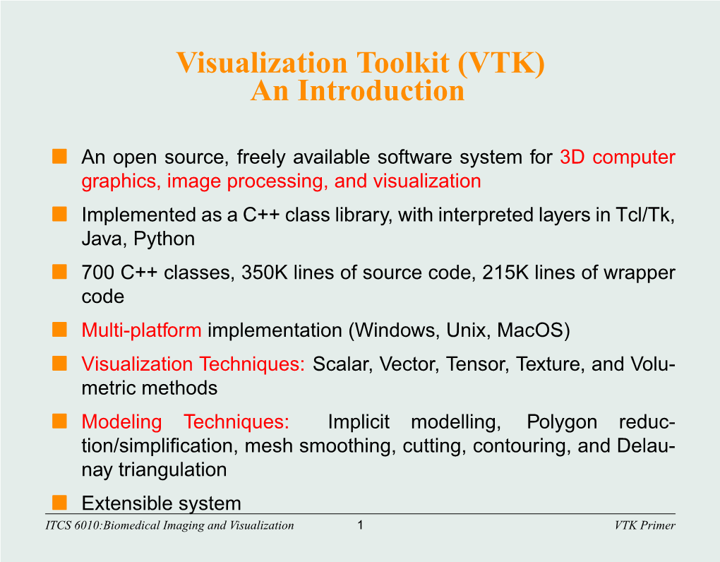 Visualization Toolkit (VTK) an Introduction