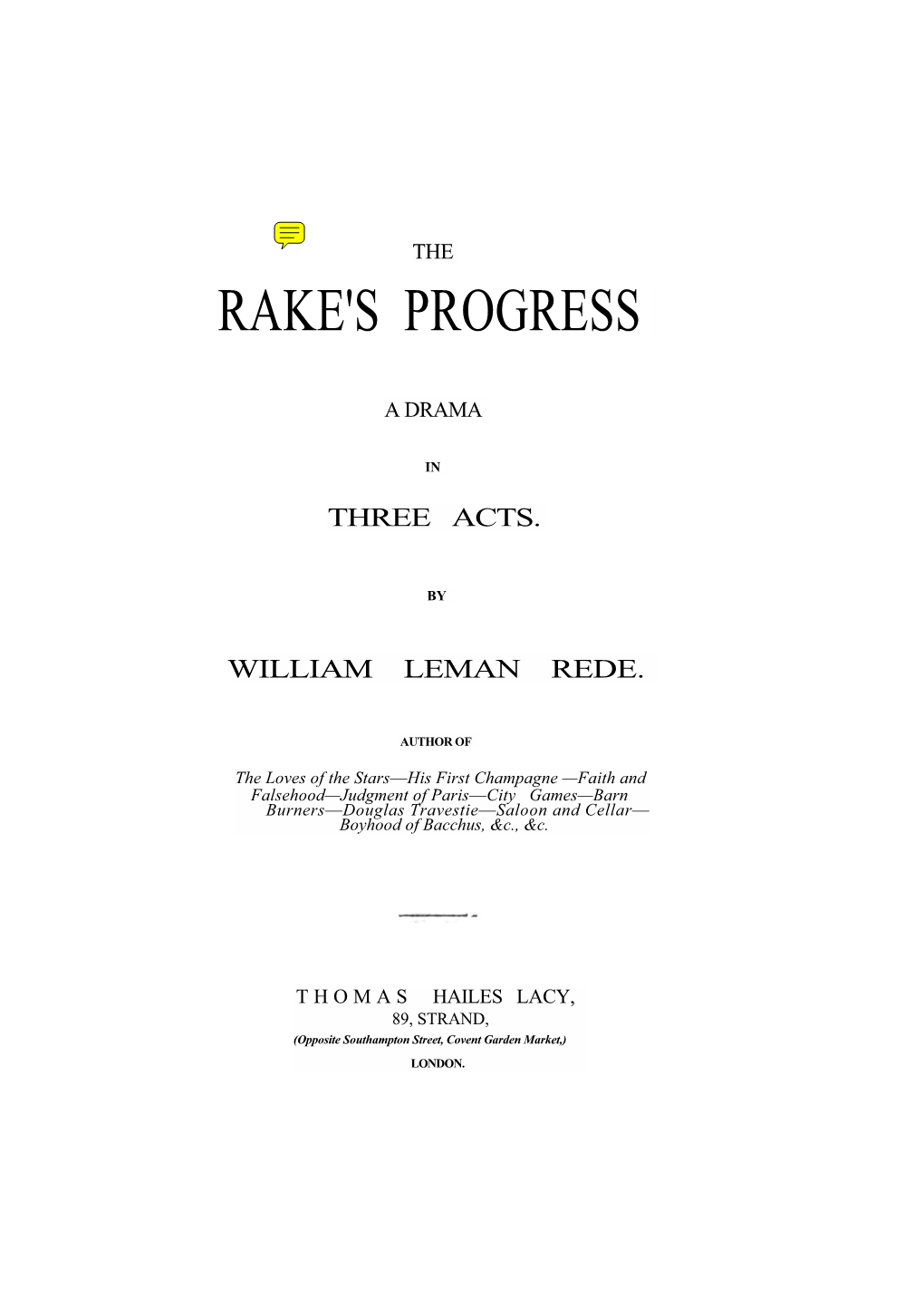 The Rake's Progress