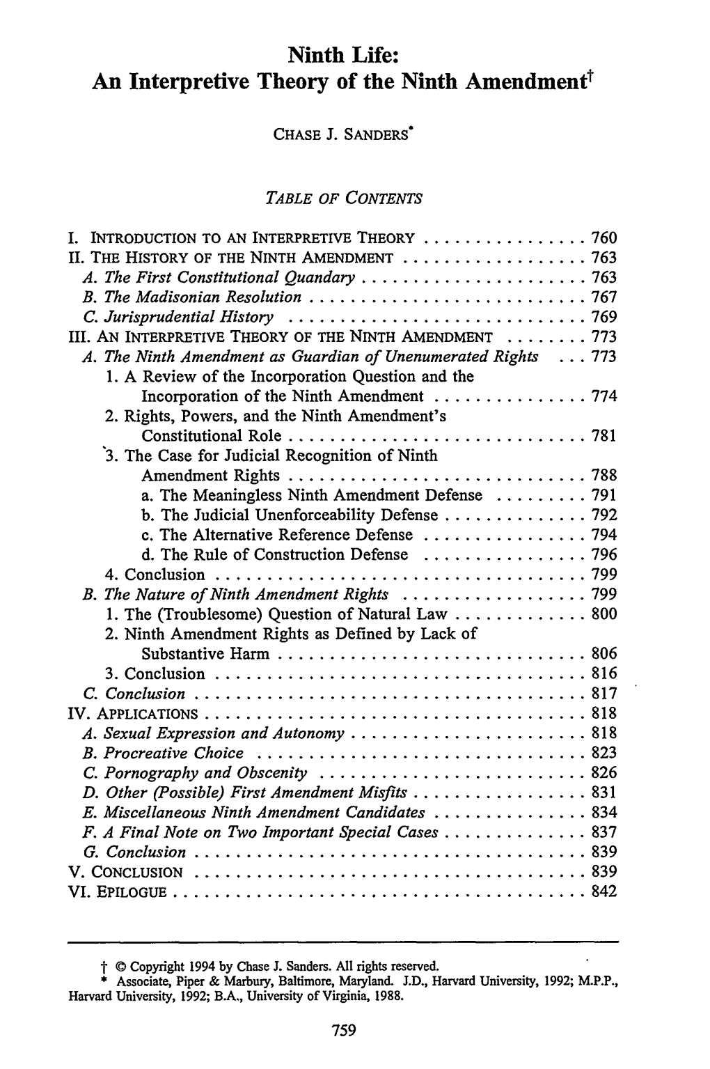 An Interpretive Theory of the Ninth Amendment