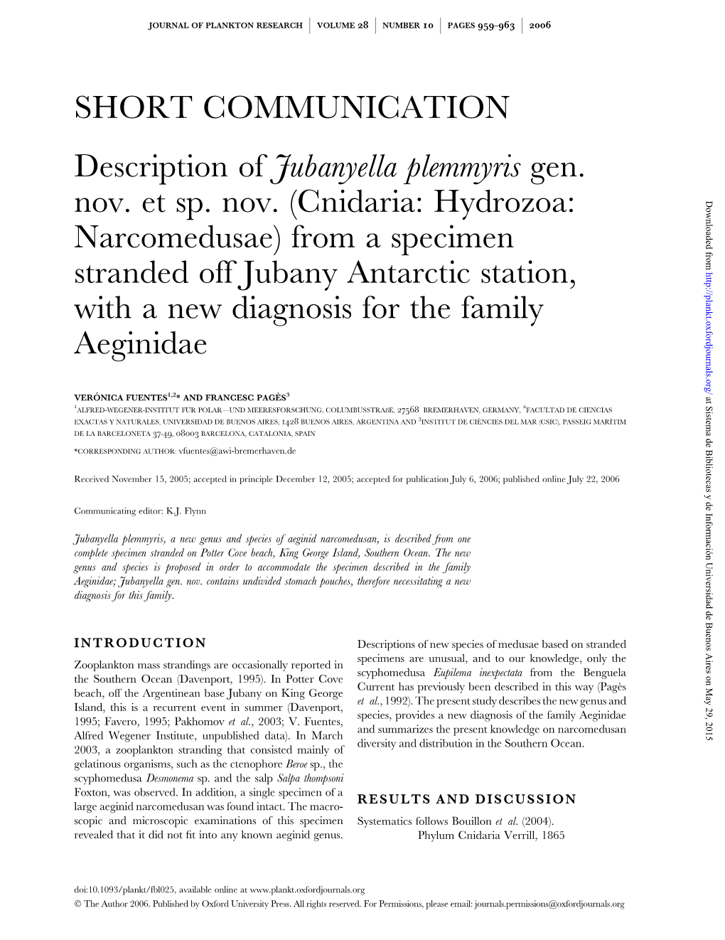 Cnidaria: Hydrozoa: Narcomedusae