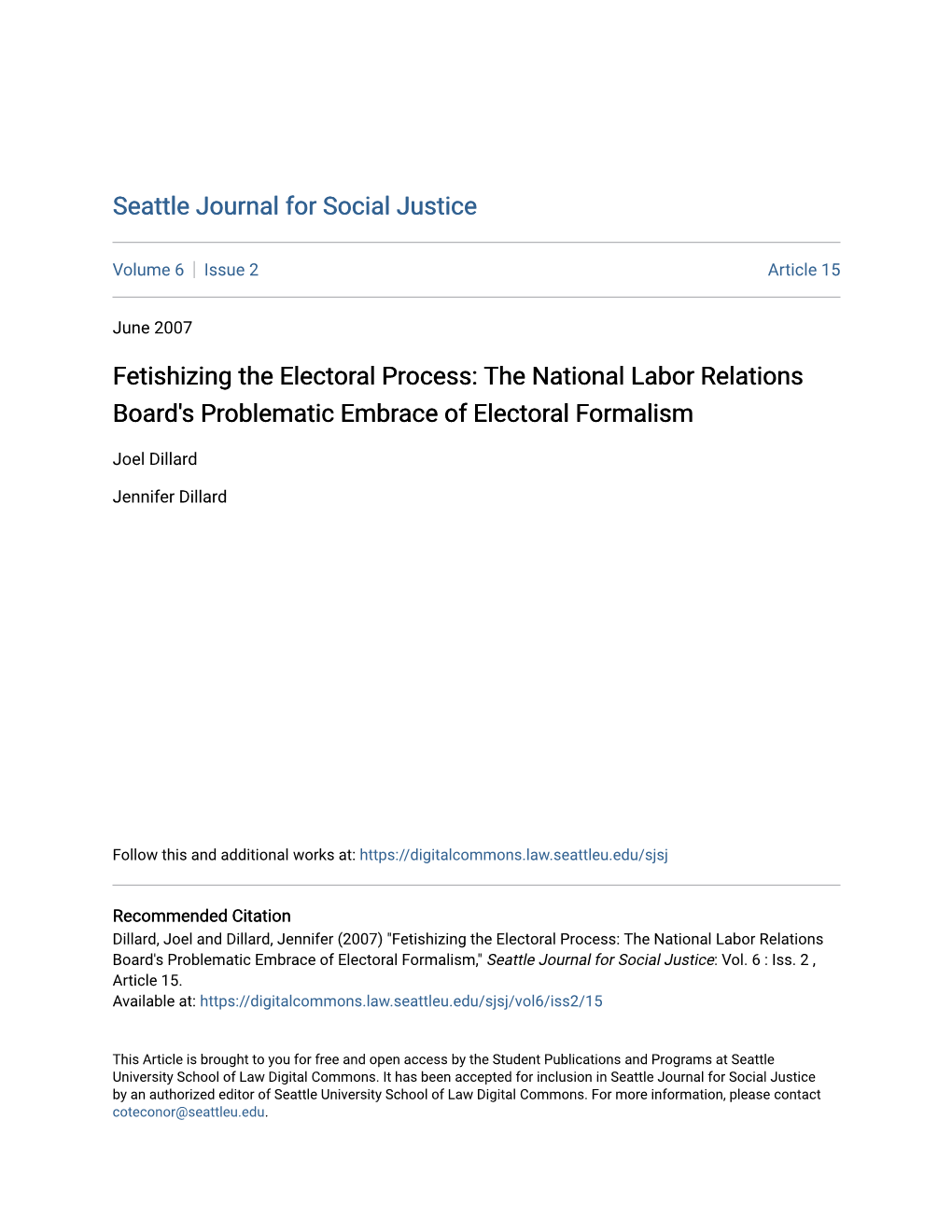 The National Labor Relations Board's Problematic Embrace of Electoral Formalism