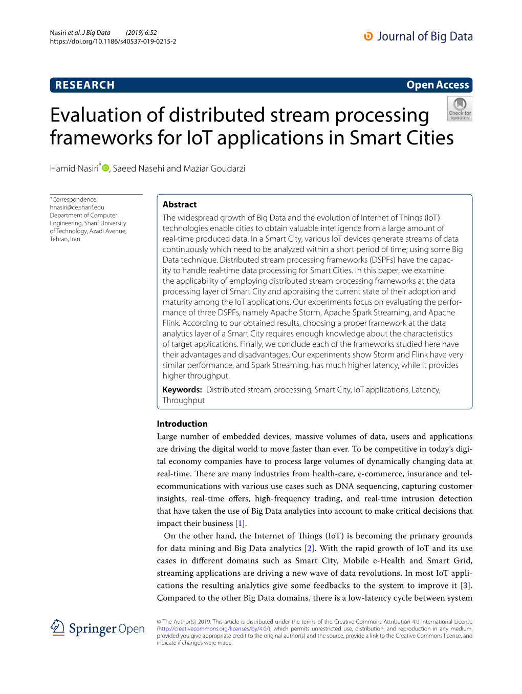 Evaluation of Distributed Stream Processing Frameworks for Iot Applications in Smart Cities