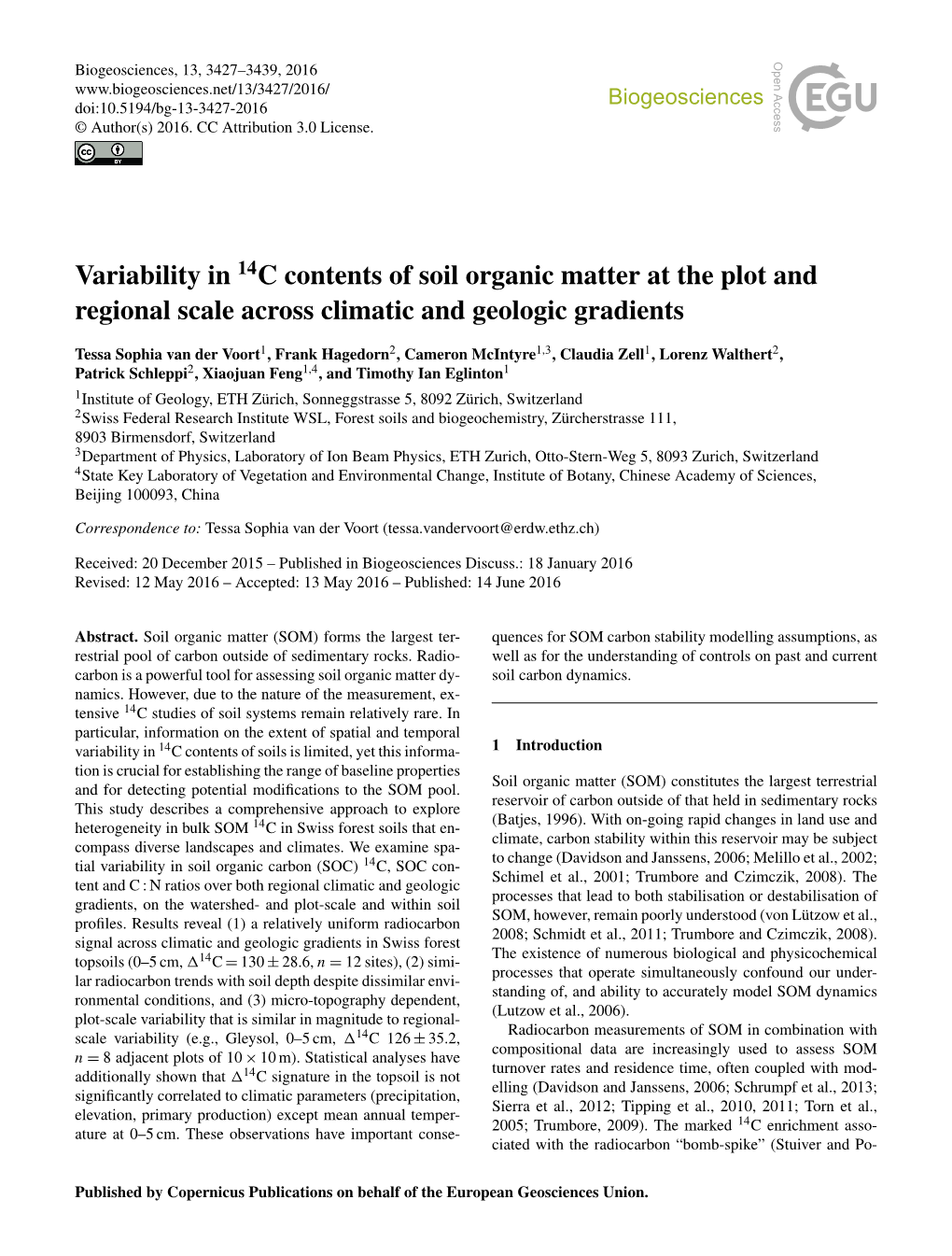 Variability in 14C Contents of Soil Organic Matter at the Plot and Regional Scale Across Climatic and Geologic Gradients