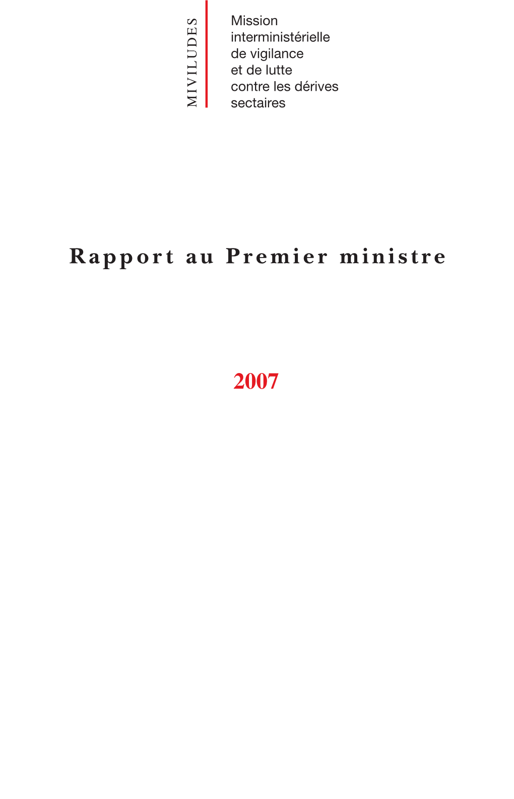 Rapport Au Premier Ministre