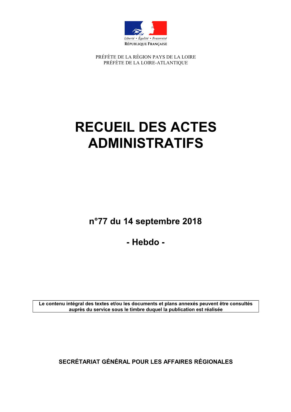 Recueil Des Actes Administratifs